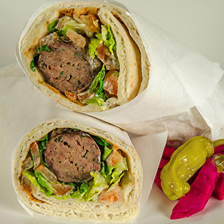 Kofta sandwich wrap. Middle Eastern kofta wrap.